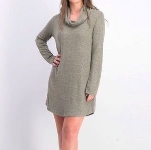 Olive Green Cowl Neck Sweater Dress Size M